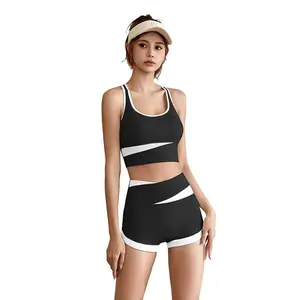 Short sports suit thin seamless breathable yoga clothes fashion back sports fitness ses quick dry clothes women gym fitness sets