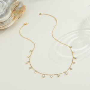 Collier en perles de zircon délicat de luxe haut de gamme YF8472, plaqué or 18 carats, acier inoxydable imperméable, collier ras du <span class=keywords><strong>cou</strong></span>, cadeau pour femmes - Product Image 2