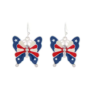 Anting-anting paduan logam berbentuk sayap malaikat bintang lima berhiaskan batu permata imitasi, lucu, untuk Hari Kemerdekaan 4 Juli, Natal, dan pesta liburan. - Product Image 4