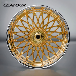 Cerchi in Lega Forgiati Personalizzati LEATOUR, 2 Pezzi, Bordo Lucidato Oro, 18 19 20 <span class=keywords><strong>22</strong></span> 24 <span class=keywords><strong>Pollici</strong></span>, 5x114.3 6x139.7, per Auto Passeggeri - Product Image 1