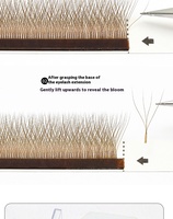 Vente en gros de trèfle à quatre feuilles ultra doux et caramel 0.05 cheveux YY de type Y trèfle 4D 12 rangées d'extensions de cils de greffe épais et bruns