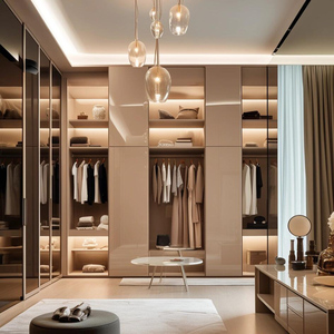 Italian Luxury Custom Double Glass Sliding Walk-In Wardrobe <strong>Big</strong> <strong>Closet</strong> Room Cabinet with MDF Door for Home Bedroom Furniture - Product Image 4