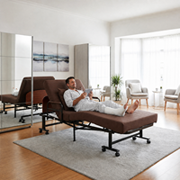 Lit médical électrique pliant télécommandé avec dossier réglable, élévation des jambes, matelas de 12 cm, 8 roues, OEM ODM VLranlife