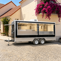 Chariot de vente ambulante entièrement vitré de 5 m pour crème glacée, gaufres, café et crêpes - Équipement professionnel