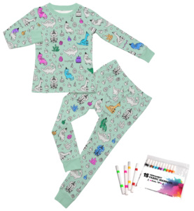 Pigiami in <span class=keywords><strong>viscosa</strong></span> colorabili all'ingrosso, set da 2 pezzi unisex, pigiami colorati in bambù con pennarelli atossici. - Product Image 2