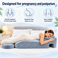 Oreiller de maternité pour le ventre plat en mousse polyéther haute résilience, coussin de soutien pour la grossesse avec housse en velours doux, vente en gros OEM
