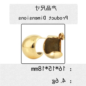 yunnique Gold <b>Round</b> Stud Earrings 18K U Shaped Geometric Design Ceramic Ear <b>Post</b> Fashion Jewelry - Product Image 2