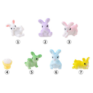 Ornement miniature en résine en forme de lapin de dessin animé mignon, décoration de jardin, accessoires artisanaux pour intérieur et extérieur, finition peinte en forme d'animal - Product Image 4