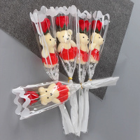 FL-550 fait à la main ours savon Roses fleur savon Bouquet créatif noël et fête des mères cadeau belle Promotion pour les proches