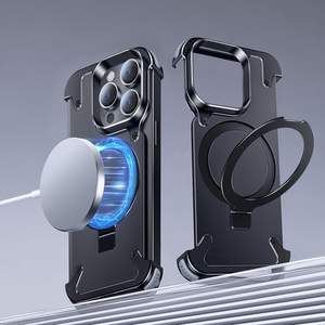 2024 Nouveau Design De Luxe En Cuir Véritable Béquille Téléphone étui pour iphone 14 Pro Max 15 Plus Titane Couleur Mobile Couverture MPC12 - Product Image 5