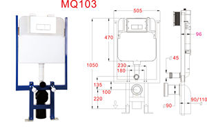 Réservoir de toilette <span class=keywords><strong>suspendu</strong></span> de haute qualité avec pièces de réservoir dissimulées dans le mur Style design moderne avec <span class=keywords><strong>bouton</strong></span> poussoir de réservoir de toilette - Product Image 2