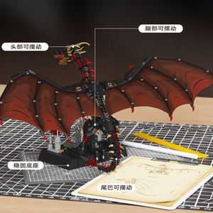 12GO 99003 Dragon de guerre ailé à thème de bataille, ensemble de blocs de construction MOC, grandes briques de monstres, jouet de puzzle, cadeau de Noël - Product Image 3