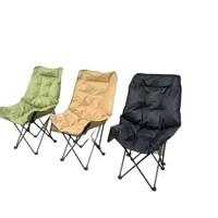 Chaise de camping pliable portable à dossier haut réglable, rembourrage en tissu Oxford épais et rembourré