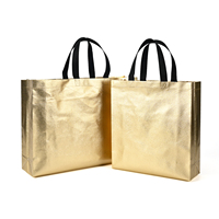 Borsa Regalo Premium Ecologica in Tessuto Non Tessuto Dorato Lucido con Effetto Laser, Grande Borsa Riutilizzabile Laminata per lo Shopping