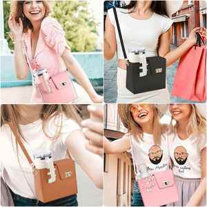 Bolso de Mano Elegante de Piel Sintética para Mujer, Porta Botella de Agua, Funda Personalizada para Taza, Bolso Bandolera - Product Image 3