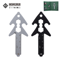 Porte-clés multifonctionnel en forme de sapin de Noël Hongrui, prêt à être expédié, en acier inoxydable, tournevis, clé à molette, tactique, en stock