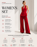 Ensemble haut halter et pantalon large rouge de luxe pour femme, tenue d'été élégante OEM ODM