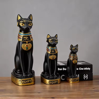 Statue en résine de chat Bastet égyptien antique, figurine de chat noir et blanc, décoration de table pour la maison et le bureau, cadeau