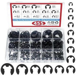 Juego de Anillos de Retención Externos E-Clip, 455 Piezas, Métricos, 14 Tamaños, Acero para Muelles, Uso en la Industria de la Construcción - Product Image 5