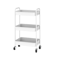 Chariot de rangement utilitaire à 3 niveaux sans outils, multi-usages, avec 4 roues pour la maison