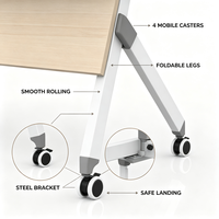 Table de formation pliable mobile, bureau de conférence peu encombrant avec pieds en acier pour la formation au bureau
