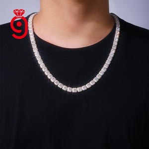 Collana Tennis a Grappolo di Moissanite JIUZUAN in Argento S925 Placcato <span class=keywords><strong>Oro</strong></span> Bianco 18K, Colore <span class=keywords><strong>D</strong></span>, VVS, Taglio Brillante, Supera il Test della Moissanite - Product Image 3