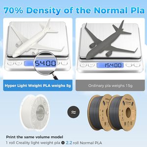 Filamento PLA Creality Hyper Light Weight de 1.75mm, 1kg, Negro, Material de Impresión 3D de Baja Densidad con Espuma Activa - Product Image 4