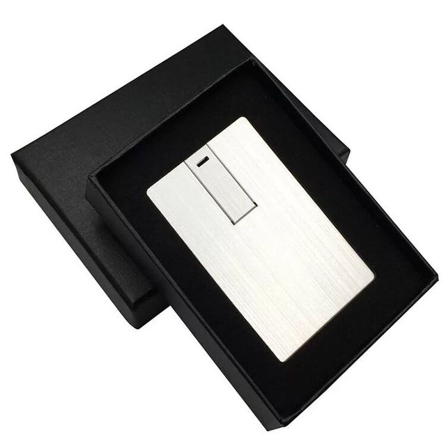 Unique Thin Light Metal USB Flash Drive New Product in Credit Card Shape USB 2.0 Interface 8GB 16gb 32gb 128GB Storage Options