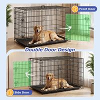 Cage pour chien avec double porte, cage pliable en fil métallique avec plateau et panneau de séparation amovibles, cage pour animaux de compagnie pour grands chiens