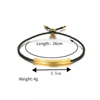 Bracelet personnalisé pour couple, plaqué or, avec barre gravée, réglable, en corde tressée, pour gravure