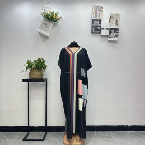 Nouvelle Robe Ample à Rayures et Col en <span class=keywords><strong>V</strong></span> Imprimé Africain pour Femme, Taille Plus, Idéale Été, Automne et Usage Quotidien 2026 - Product Image 6