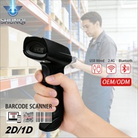 Escáner de Código de Barras Inalámbrico/Con Cable SHUNQI de Alta Capacidad, 30 Días de Autonomía, 2000mAh, Alcance de 50-100m