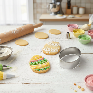 Moules à biscuits personnalisables en forme d'oeuf Presse à biscuits en métal et en silicone avec logo en relief Outils à biscuits - Product Image 3