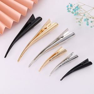 Pince à cheveux 13 cm en corne épaissie, type bec de canard, noir mat, or KC, bec de grue, bec pointu, pour usage quotidien - Product Image 1
