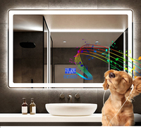 Miroir rectangulaire étanche personnalisé, écran tactile intelligent anti-buée pour salle de bain, miroirs LED à intensité variable avec éclairage