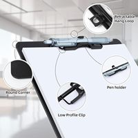Portapapeles Negro con Soporte para Bolígrafo, Portapapeles de Plástico con Clip Metálico de Perfil Bajo, Portapapeles Colgante A4 para Oficina y Escuela