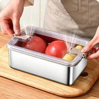 Diepvriesbestendige 304 Bento lunchbox, luchtdichte roestvrijstalen voedselbewaarbak voor delicatessen, vlees, spek en kaas, met PC-deksel