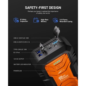 15500mahJump Starter - 2000A UltraSafe 리튬 배터리가 포함된 스마트 자동차 배터리 부스터 팩, LED 조명/USB가 있는 휴대용 점프 박스 - Product Image 5