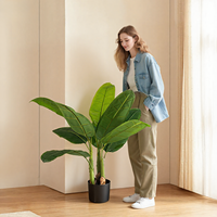 Arbre bananier artificiel réaliste de 95 cm (3,11 pieds) en pot, plante à feuilles tropicales artificielles pour la décoration intérieure de la maison, du bureau, du hall d'hôtel