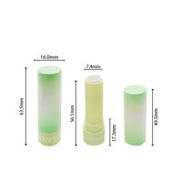 Tube de brillant à lèvres de luxe vide en PP, dégradé mat vert et blanc, rond, 3,5 g, avec couvercle à charnière, personnalisable avec logo