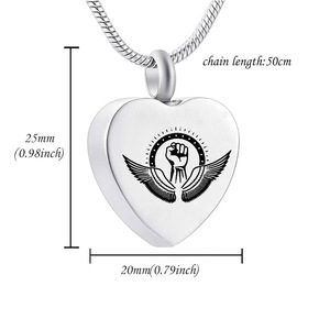 Gioielli con cremazione in acciaio inox a forma di <span class=keywords><strong>cuore</strong></span> ali d'angelo a forma di <span class=keywords><strong>cuore</strong></span> gioielli in argento cremazione gioielli Souvenir urna collana - Product Image 2