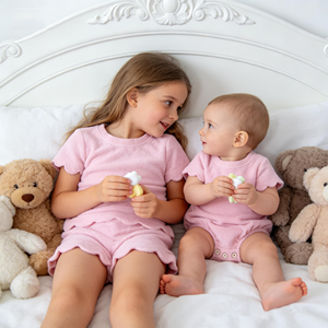 Conjuntos de tela de rizo para niños, ropa de bebé con borde festoneado para niñas, pelele burbuja de verano para bebé, ropa de playa, toalla, conjuntos de ropa para niños - Product Image 1