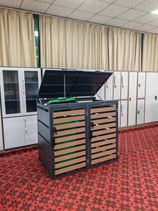 Práctico al aire libre personalizado efectos de madera cubo de <span class=keywords><strong>basura</strong></span> gabinete acero KD estructura 2 puertas cubo de <span class=keywords><strong>basura</strong></span> caja de cubierta - Product Image 6