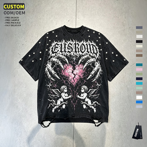 <span class=keywords><strong>Camisetas</strong></span> de hombre de diseño personalizado, estilo streetwear oversize, con lavado ácido, de algodón de alto gramaje, corte holgado vintage, venta al por mayor a bajo precio - Product Image 2