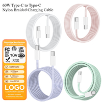Cable de Carga Rápida USB-C a Tipo-C de 60W con Trenzado de Nailon y Conductor de Cobre Puro para Computadoras IOS, Cámaras y Teléfonos Móviles