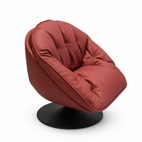 Fauteuil pivotant moderne en similicuir avec rembourrage en duvet, structure en fer et base ronde pour salon, hall d'hôtel