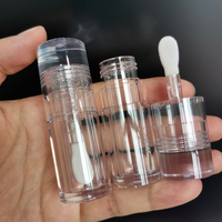 Flacon de brillant à lèvres transparent de 5,5 ml avec applicateur en forme de pied de chèvre, tube épais avec grande brosse et grand applicateur