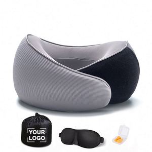 3 in 1 Cooling U-shape Travel Pillow for Airplane <b>Memory</b> Foam Neck Support Travel Neck Pillow Set - Product Image 1