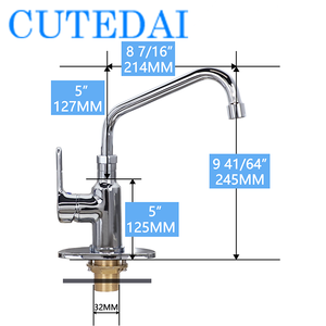 Lưu lượng cao 0.5 GPM chải Chrome thương mại bồn rửa nhà bếp Vòi 8 inch Chiều cao xoay đồng thau cho khách sạn & phòng tắm - Product Image 2