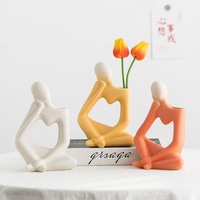 Vase en céramique fait main de style nordique moderne minimaliste, abstrait, Morandi, créatif, haut de gamme, pour la décoration intérieure